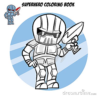 Superhero Coloring Book. Comic character isolated on white background Vector Illustration
