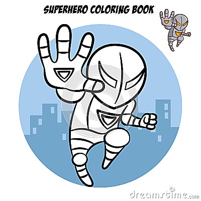 Superhero Coloring Book. Comic character isolated on white background Vector Illustration