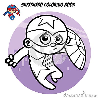 Superhero Coloring Book. Comic character isolated on white background Vector Illustration