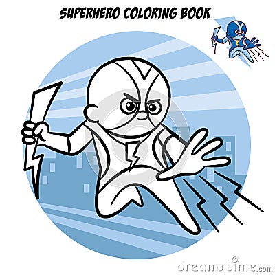 Superhero Coloring Book. Comic character isolated on white background Vector Illustration