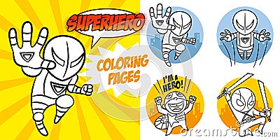 Superhero Coloring Book. Comic character Vector Illustration Vector Illustration