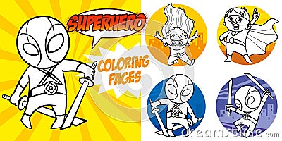 Superhero Coloring Book. Comic character Vector Illustration Vector Illustration