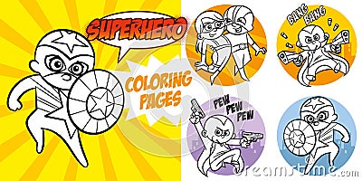 Superhero Coloring Book. Comic character Vector Illustration Vector Illustration