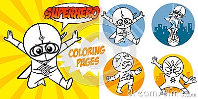 Superhero Coloring Book. Comic character Vector Illustration Vector Illustration