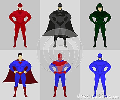 Superhero costumes flat vector illustration Vector Illustration