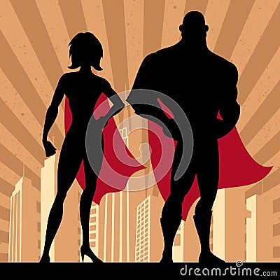 Superhero Couple 4 Vector Illustration