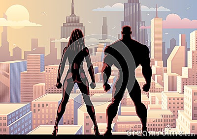 Superhero Couple Watch Day 2 Vector Illustration