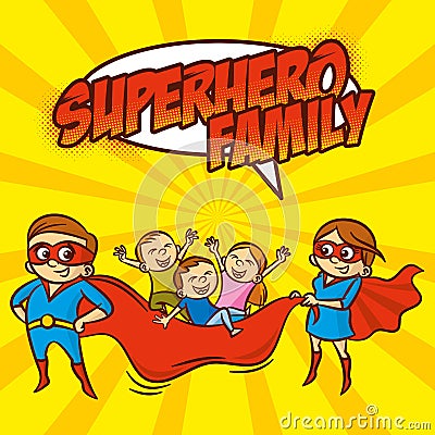 Superhero Family Superheroes Cartoon character Vector illustration Vector Illustration