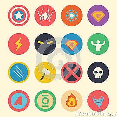 Superhero flat icons Vector Illustration