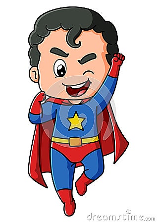 The superhero is flying and wearing a robe Vector Illustration