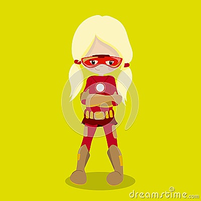 Superhero Girl Blond Iron Girl 05 Vector Illustration