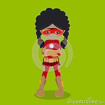 Superhero Girl Mulatto Dark IronMan 09 Vector Illustration
