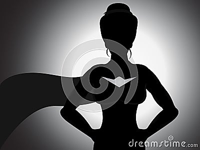 Superhero Girl Silhouette Vector Illustration