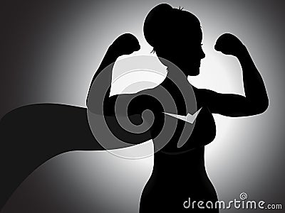 Superhero Girl Silhouette Vector Illustration