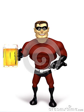 Superhero with glass beer Stock Photo