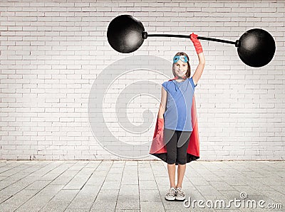 Superhero holding a heavy weight Stock Photo