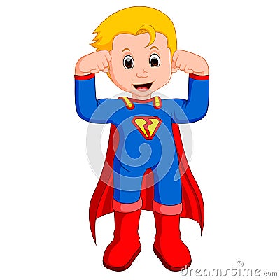 Superhero kid cartoon Vector Illustration