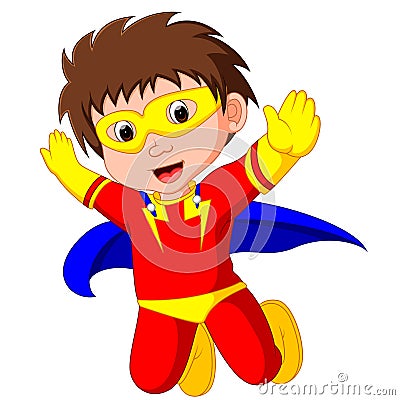 Superhero kid cartoon Vector Illustration