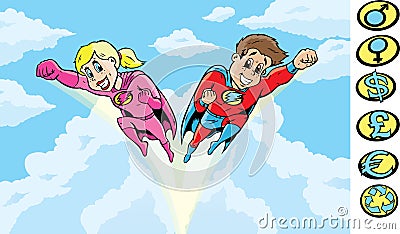 SuperHero kids Vector Illustration