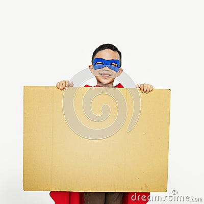 Superhero Little Boy Imagination Freedom Happiness Concept Stock Photo