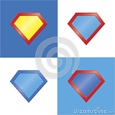 Superhero logo template blank super hero badge set Cartoon Illustration