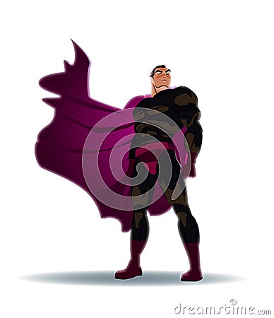 Superhero looks into the distance Vector Illustration