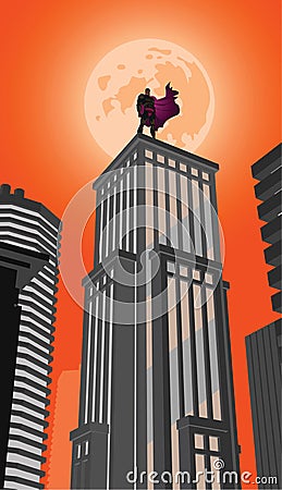 Superhero looks into the distance Vector Illustration