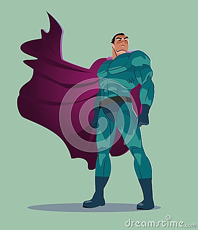 Superhero looks into the distance Vector Illustration