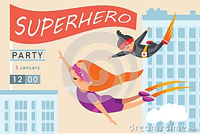 Superhero party invitation Vector Illustration