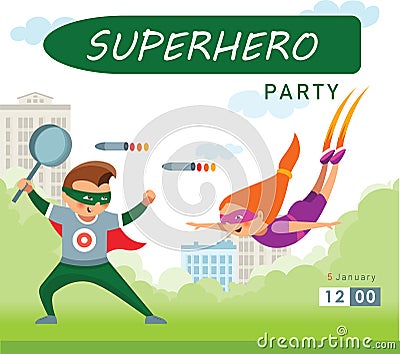 Superhero party invitation Vector Illustration