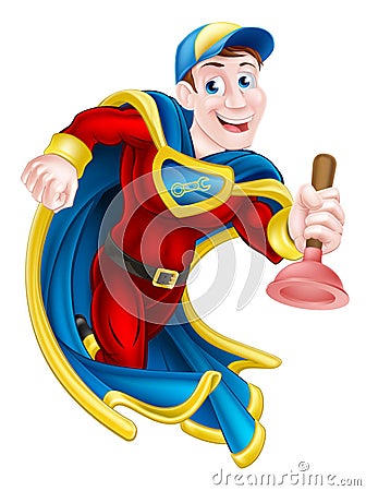 Superhero Plunger Man Vector Illustration