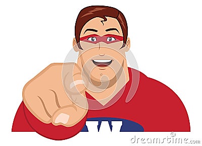 Superhero pointing Vector Illustration