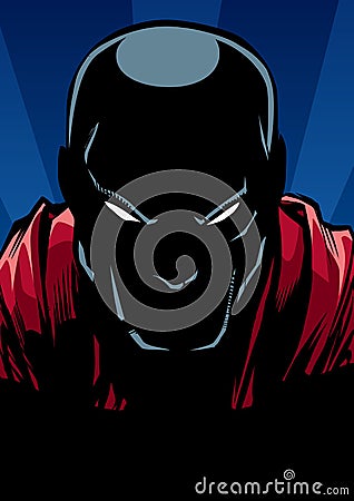 Superhero Portrait at Night Silhouette Vector Illustration