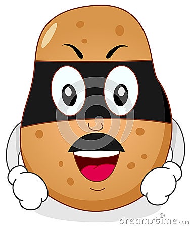 Superhero Potato with Mask & Mustache Vector Illustration