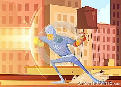 Superhero Protecting The City Illustration Vector Illustration