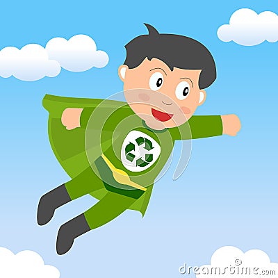 Superhero Recycle Boy Vector Illustration
