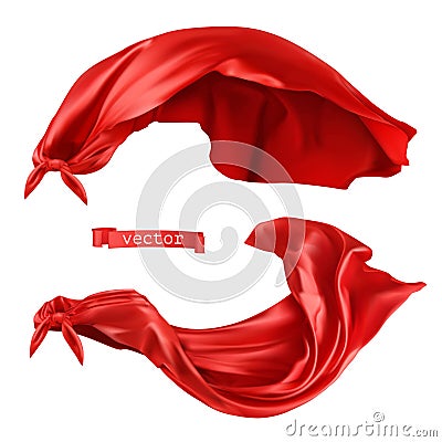 Superhero, red cape. 3d realistic vector Vector Illustration