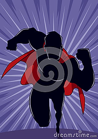 Superhero Running Abstract Background Silhouette Vector Illustration