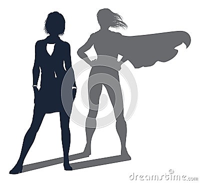 Superhero Shadow Businesswoman Vector Illustration