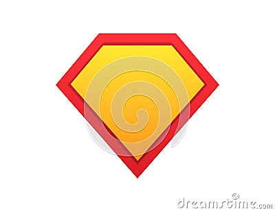 Superhero shield. Comic superman symbol. Guard icon in yellow and red gradient colors. Protection emblem. Super hero template with Vector Illustration