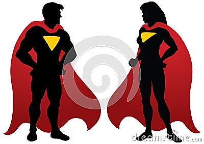 Superhero Silhouettes Vector Illustration