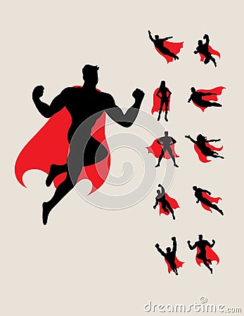 Superhero Silhouettes Vector Illustration