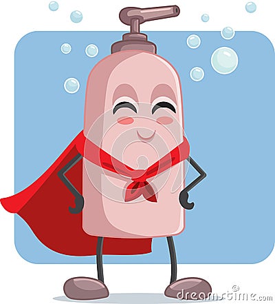 Superhero Soap Bottle Vector Cartoon Character Vector Illustration