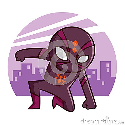 Superhero Spider Sticker Vector Illustration