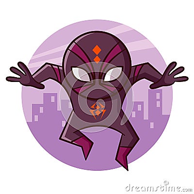 Superhero Spider Sticker Vector Illustration