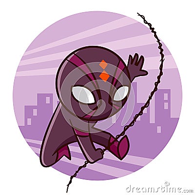 Superhero Spider Sticker Vector Illustration