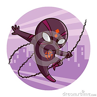 Superhero Spider Sticker Vector Illustration