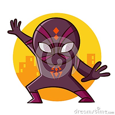 Superhero Spider Sticker Vector Illustration