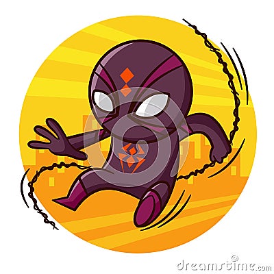 Superhero Spider Sticker Vector Illustration