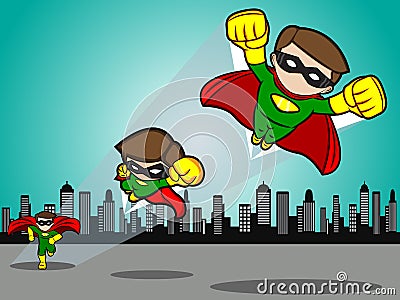 Superhero Take Off Vector Illustration